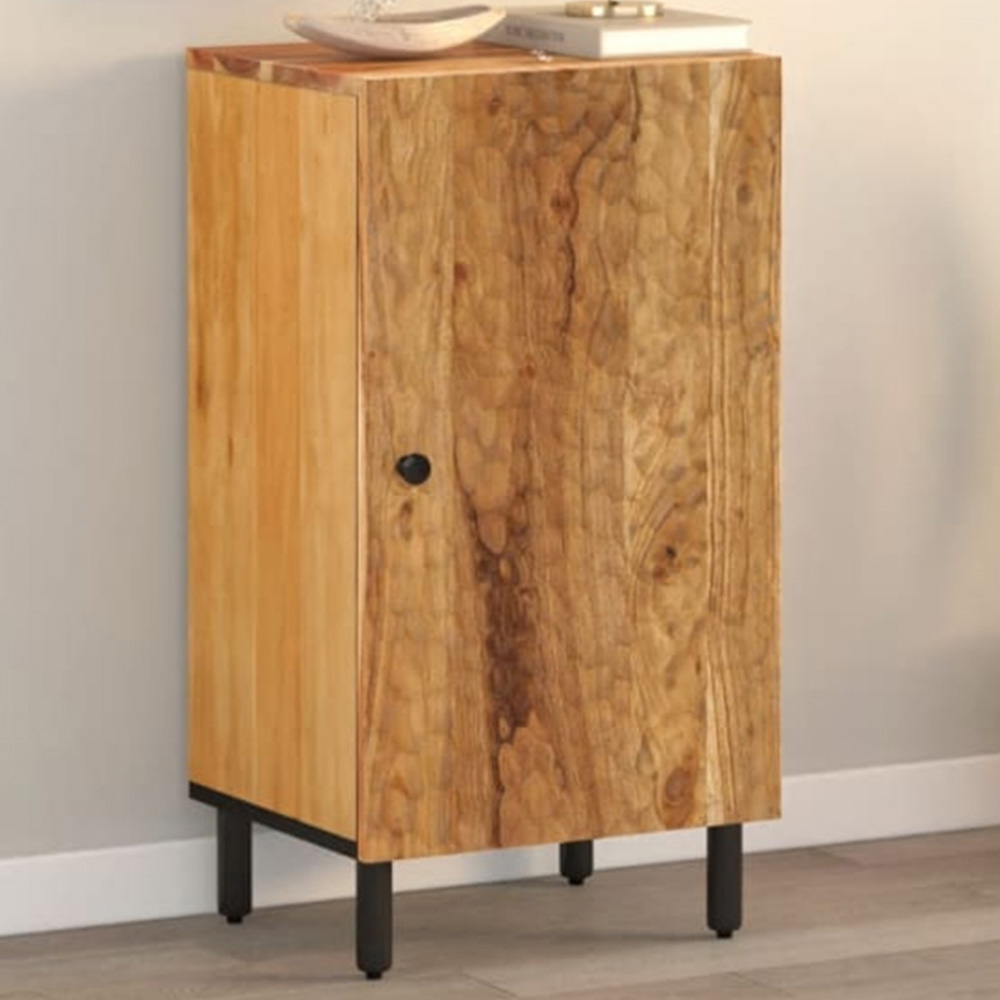 vidaXL Single Door Solid Acacia Wood Side Cabinet Image 1