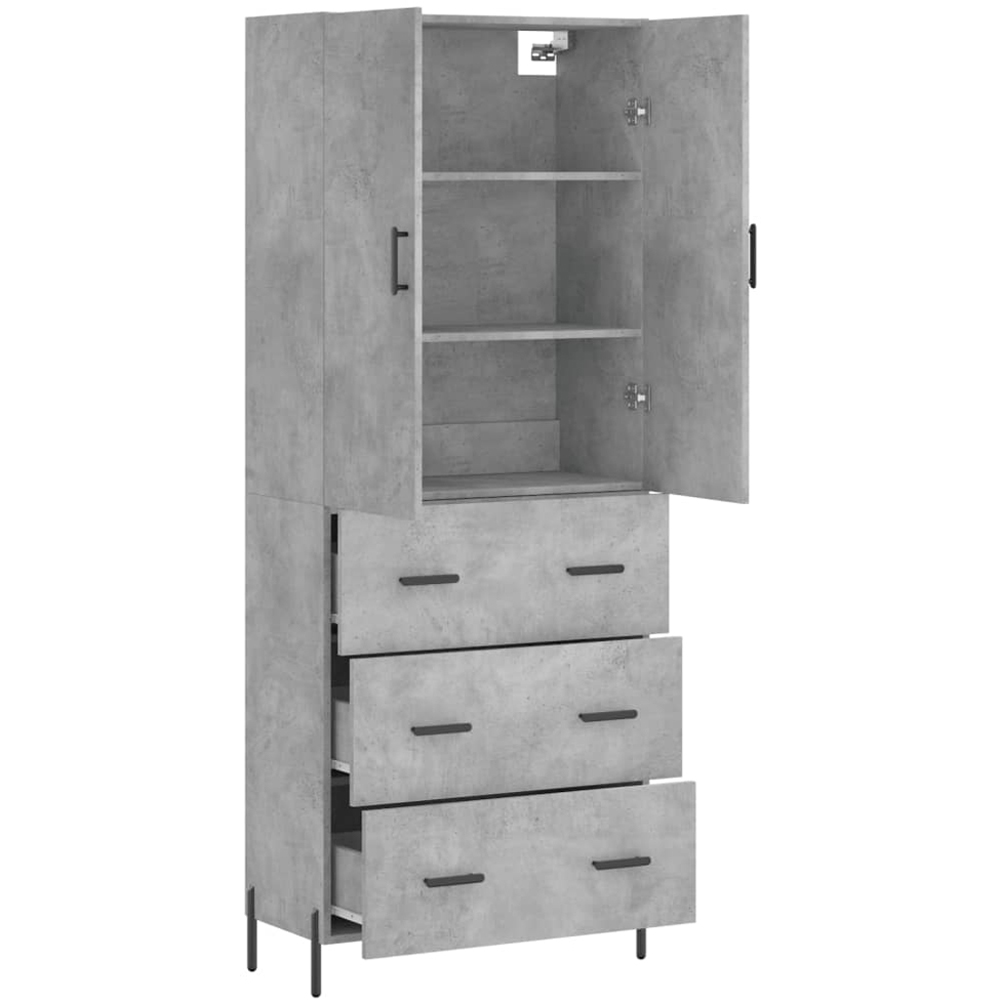 vidaXL 2 Door 3 Drawer Concrete Grey Highboard Image 4