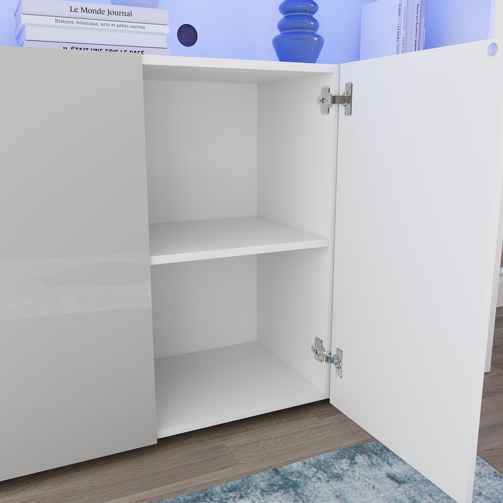 Vida Designs Nova 3 Door White and Grey LED Sideboard Image 4