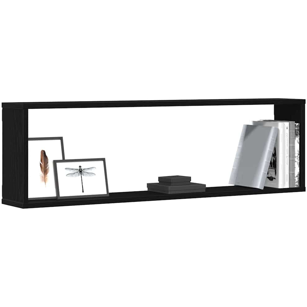 vidaXL 100 x 15 x 30cm Set of 4 Black Cube Wall Shelf Image 4