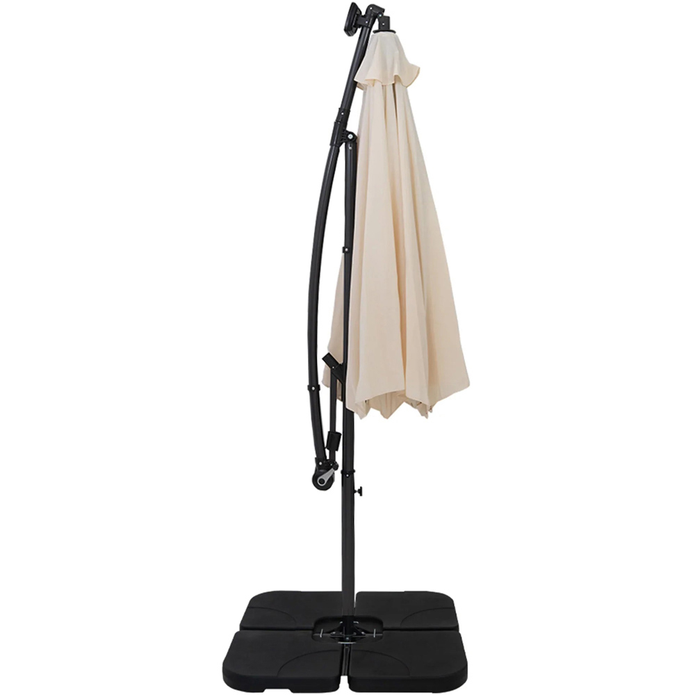 MonsterShop Cream LED Cantilever Parasol with Square Base 3m Image 3