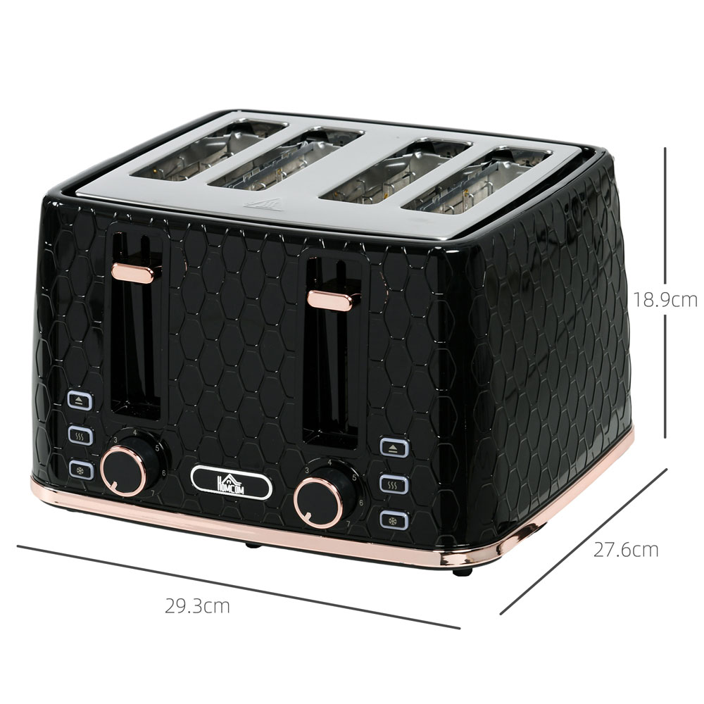 HOMCOM 800-208V70BK Black Honeycomb 4 Slot Toaster 1600W Image 9