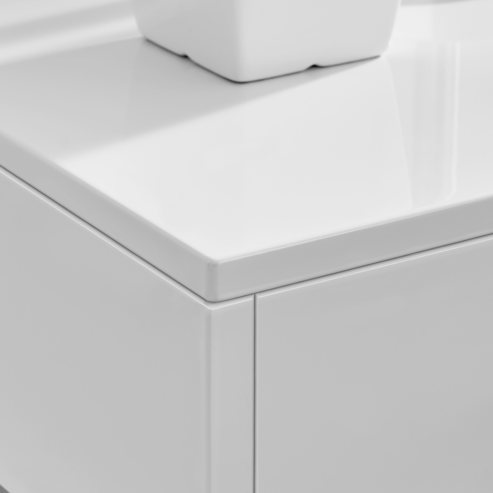 Furniturebox Witney Single Drawer White and Chrome Bedside Table Image 5