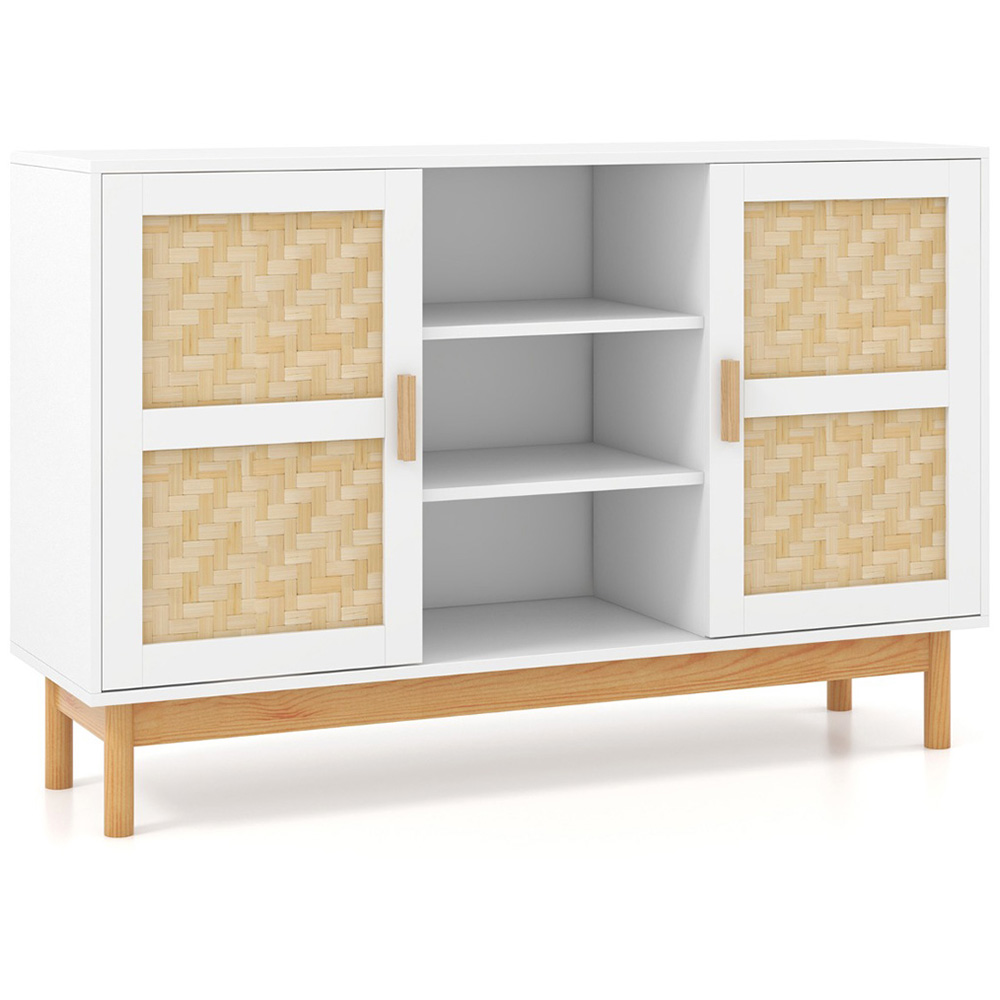 Costway 2 Door 3 Shelf White Sideboard Image 2