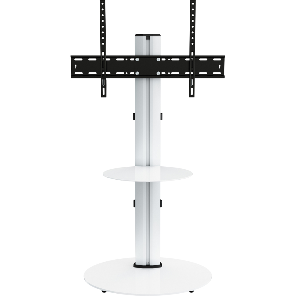 AVF Eno Single Shelf Silver and White Glass Pedestal TV Unit Image 3