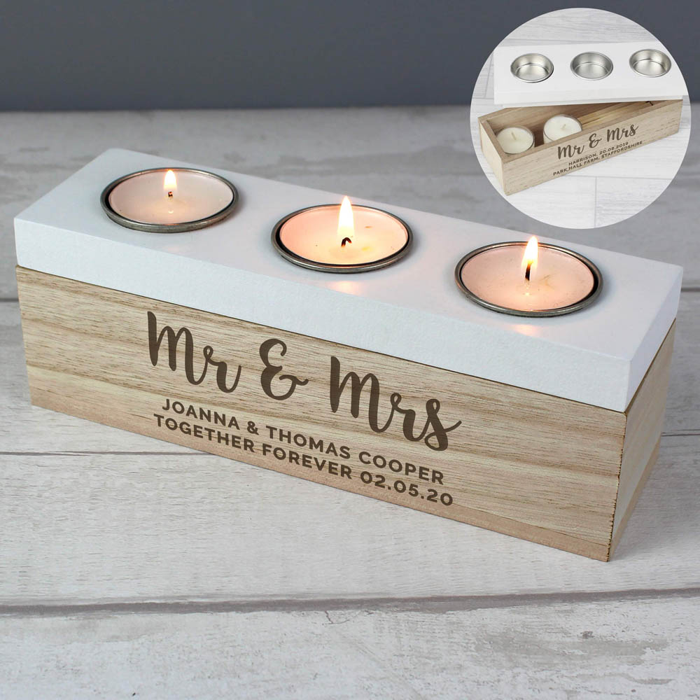Personalised Memento Personalised Free Text Triple Tea Light Box Image 2