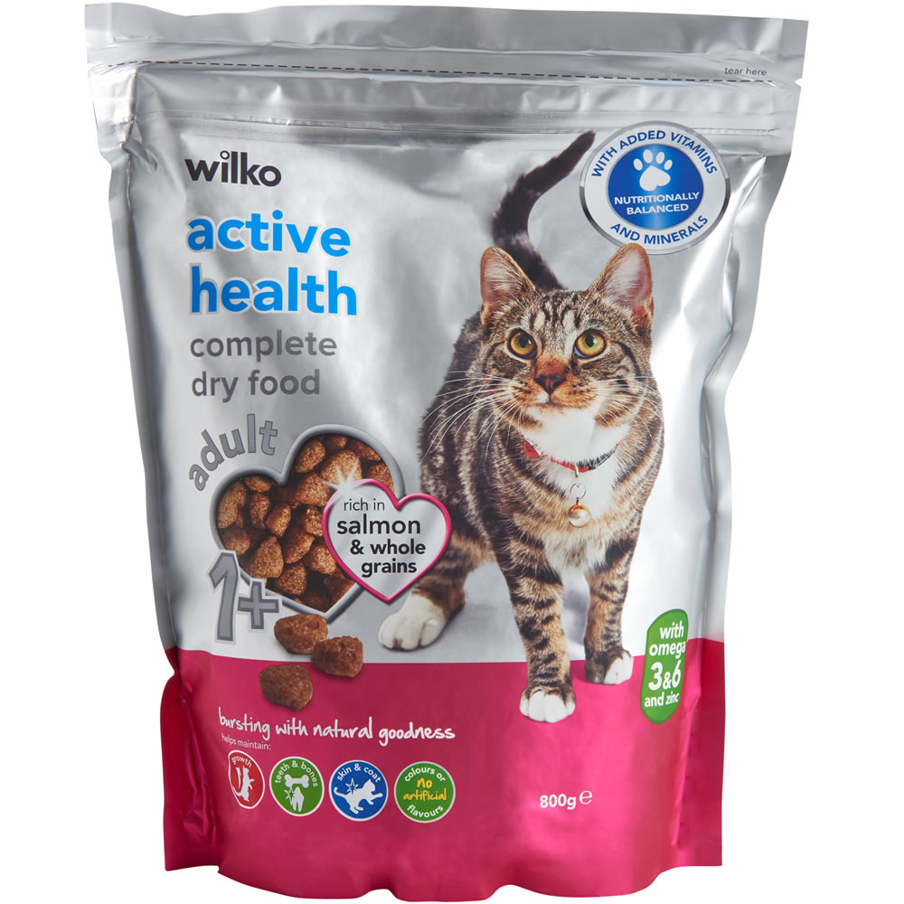Wilko Active Health Salmon and Whole Grain Dry Cat  Food 800g Image