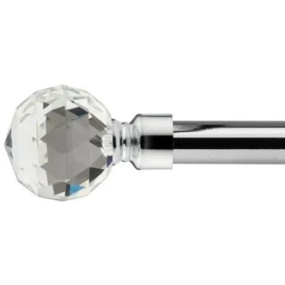New Edge Blinds Cristalla 160-300cm Extendable Chrome Eyelet Metal Curtain Pole Set Image 1