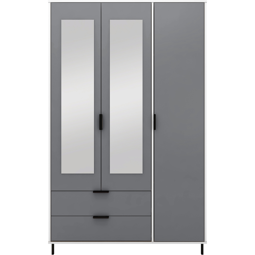 Seconique Madrid 3 Door 2 Drawer Grey and White Gloss Wardrobe Image 3