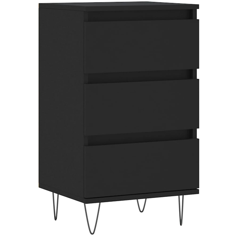 vidaXL 3 Drawer Black Wooden Sideboard with Metal Legs Image 2