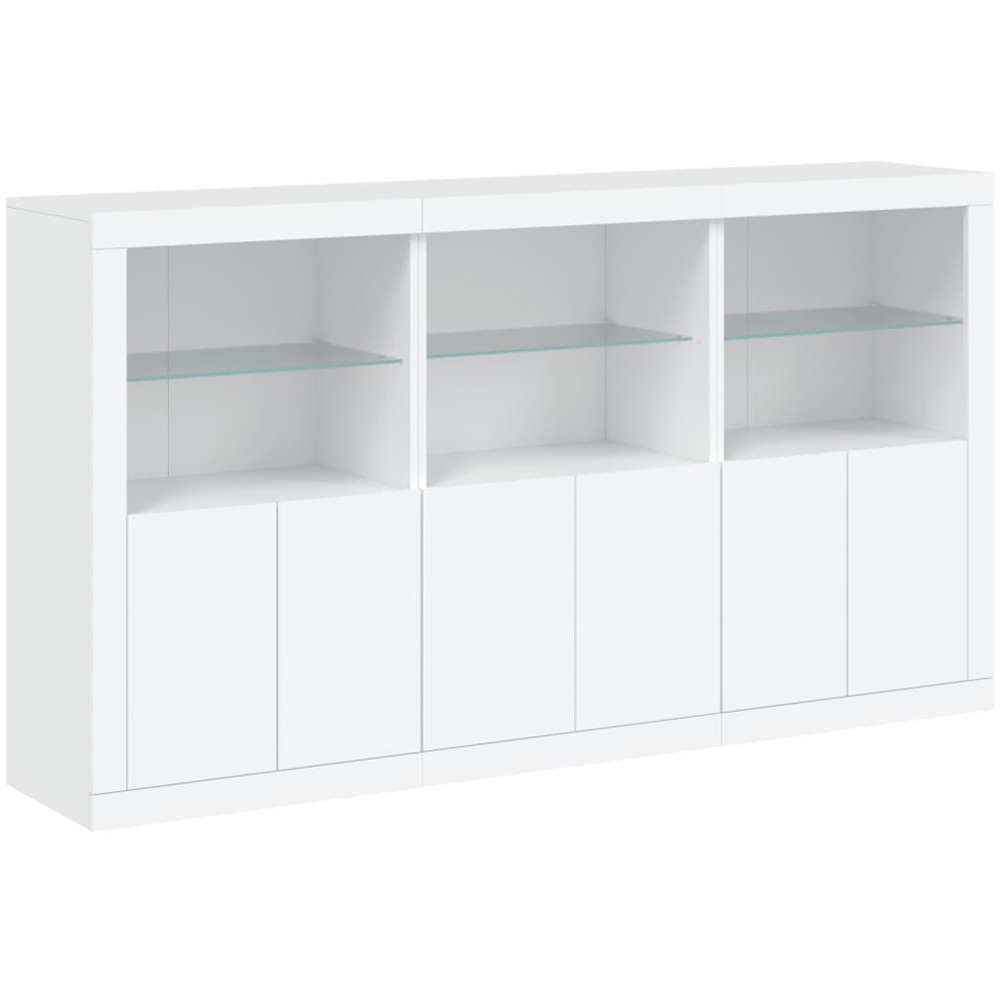 vidaXL 2 Door 2 Shelf White LED Sideboard Set of 3 Image 2