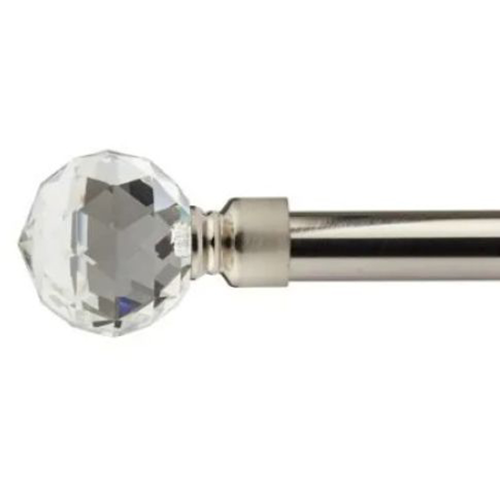 New Edge Blinds Cristalla 160-300cm Extendable Brushed Silver Eyelet Curtain Pole Set Image 1