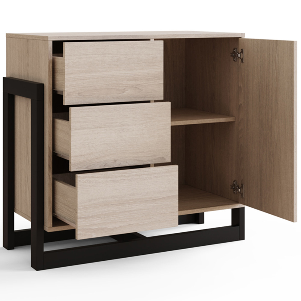 GFW Taite Single Door 3 Drawer Oak Sideboard Image 4