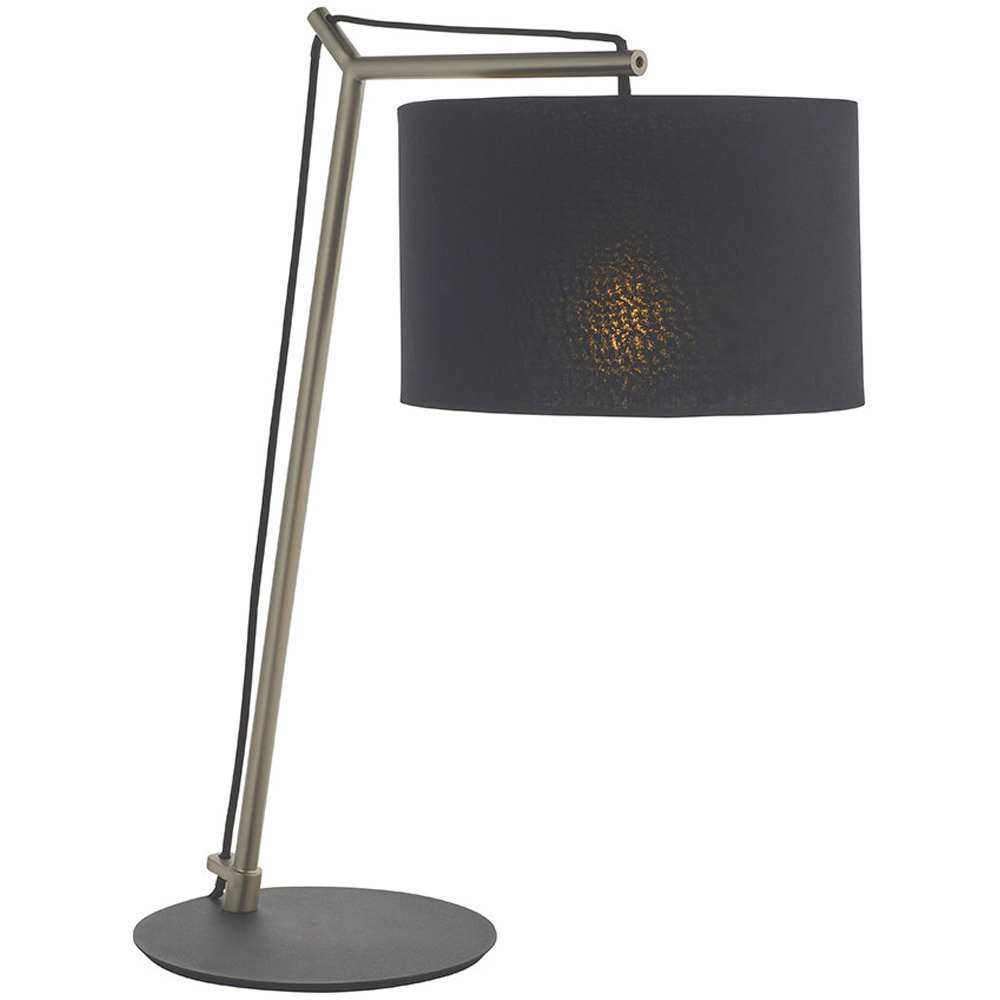 Merano Ravenna Black Cotton Fabric Shade Matt Nickel Plate Table Lamp Image 3