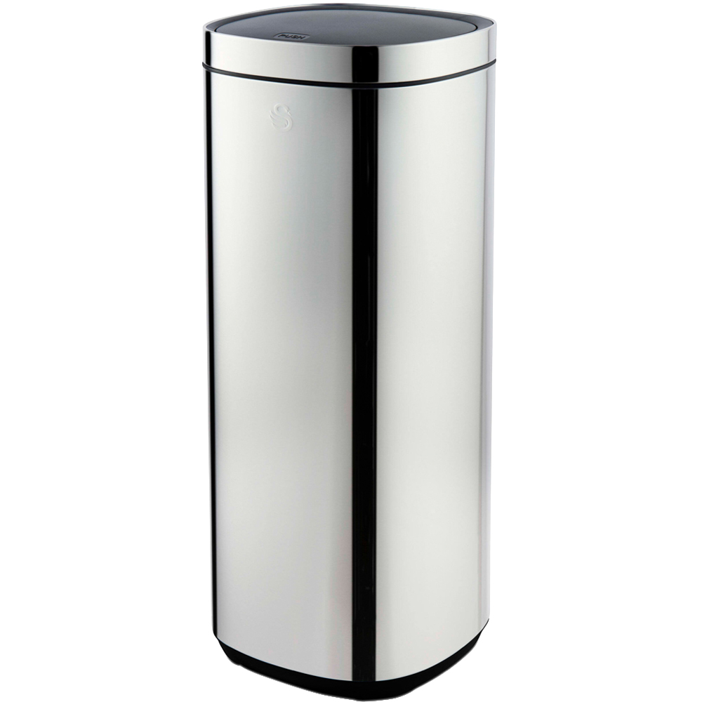Swan Silver Stainless Steel Square Touch Bin 50L Image 1