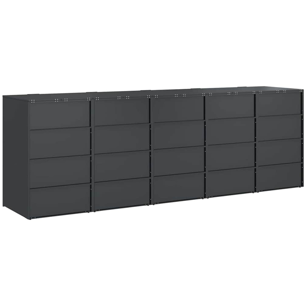vidaXL Anthracite 5 Wheelie Bin Storage Shed with Stainless Steel Door Image 5