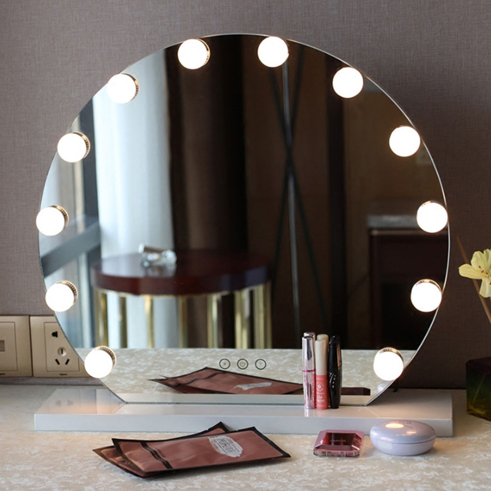 Living and Home LED Lighted White Makeup Vanity Mirror with Smart Sensor Screen Image 3