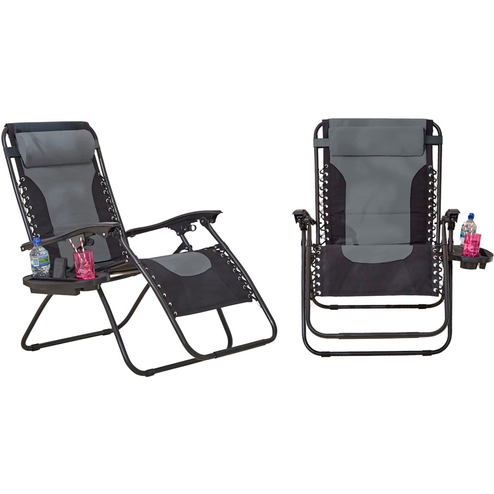 Neo Set of 2 XL Grey Zero Gravity Sun Loungers Image 2