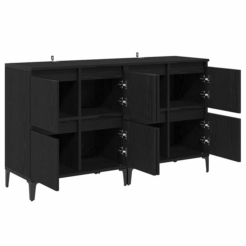 vidaXL 4 Door Black Oak Sideboard Set of 2 Image 6