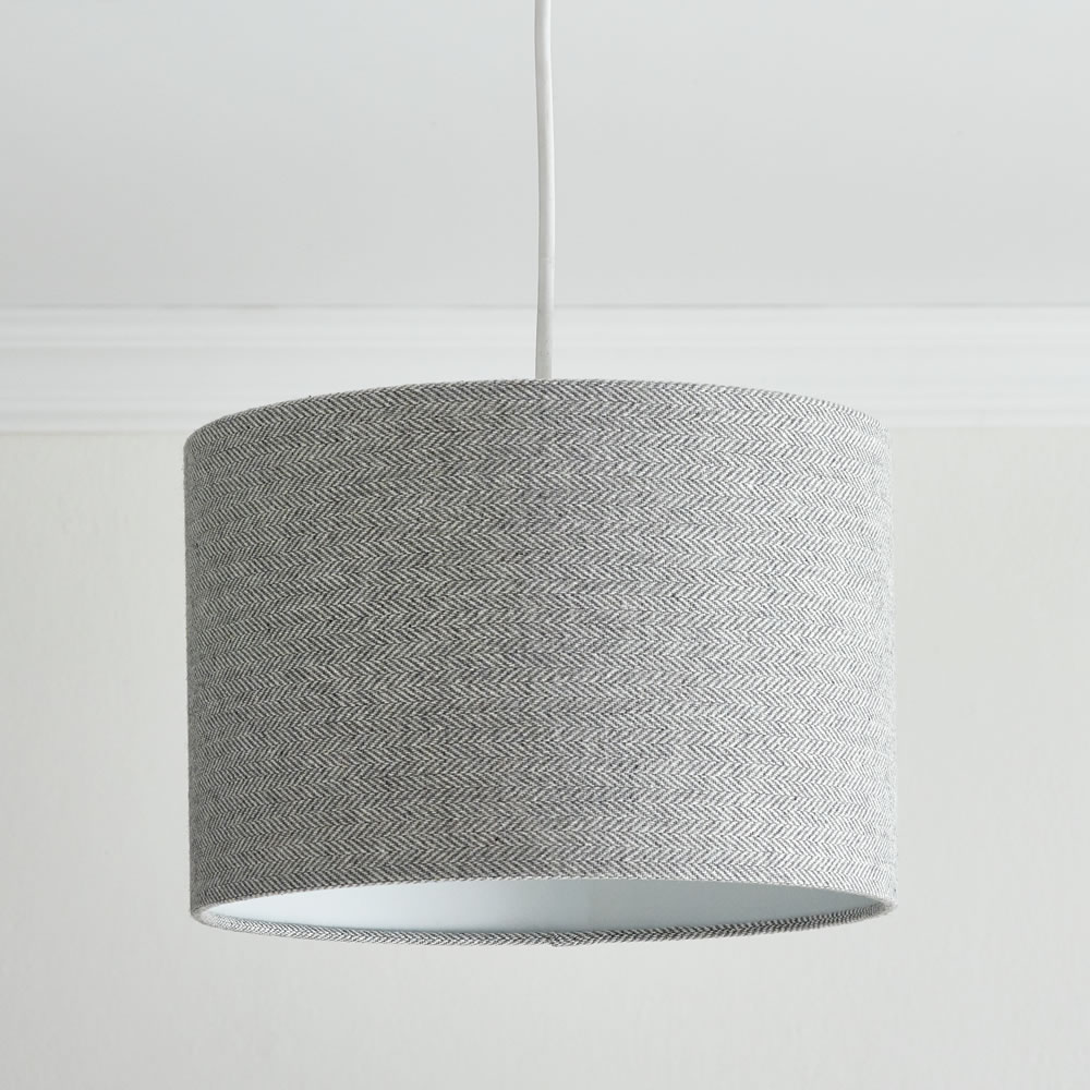 Wilko 30 x 20cm Grey Herringbone Light Shade Image 1