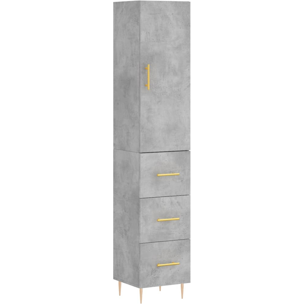 vidaXL Single Door 3 Drawer Concrete Grey Highboard Image 2