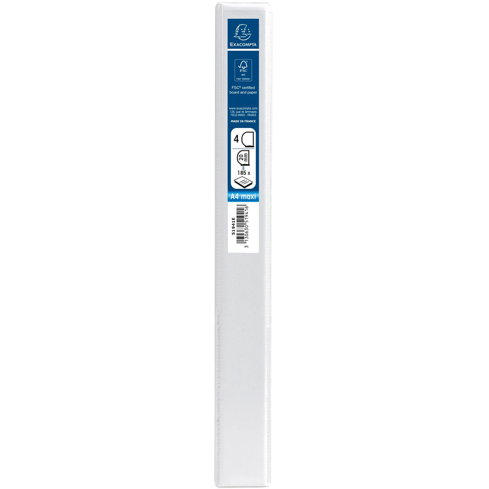 Exacompta Kreacover White PP 4D Ring Binder with 2 Pockets 20mm 10 Pack Image 5