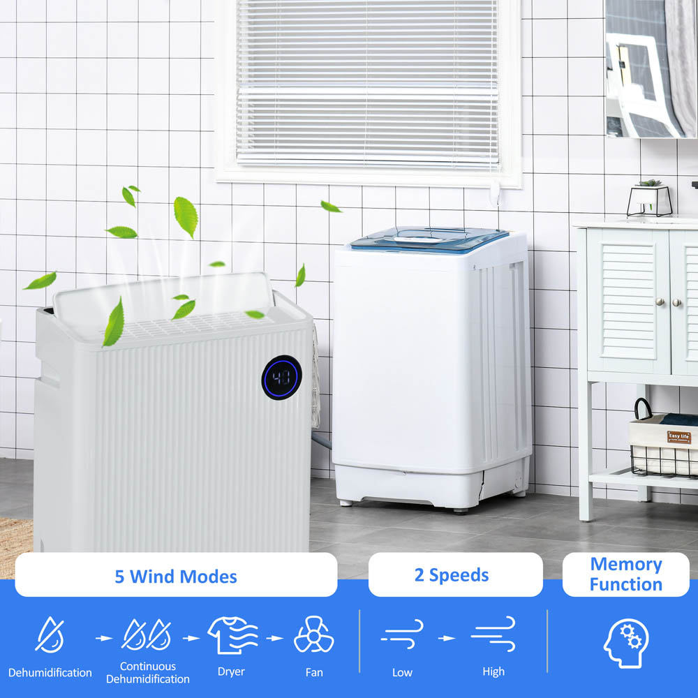 Portland White Portable Dehumidifier with Air Purifier 16L Per Day Image 5