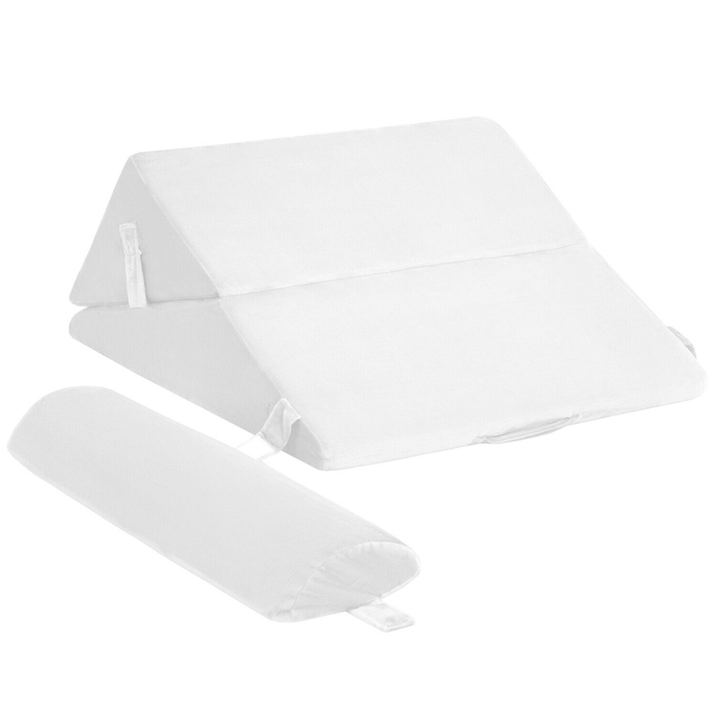 Costway White Bed Wedge Pillow with Headrest Image 3