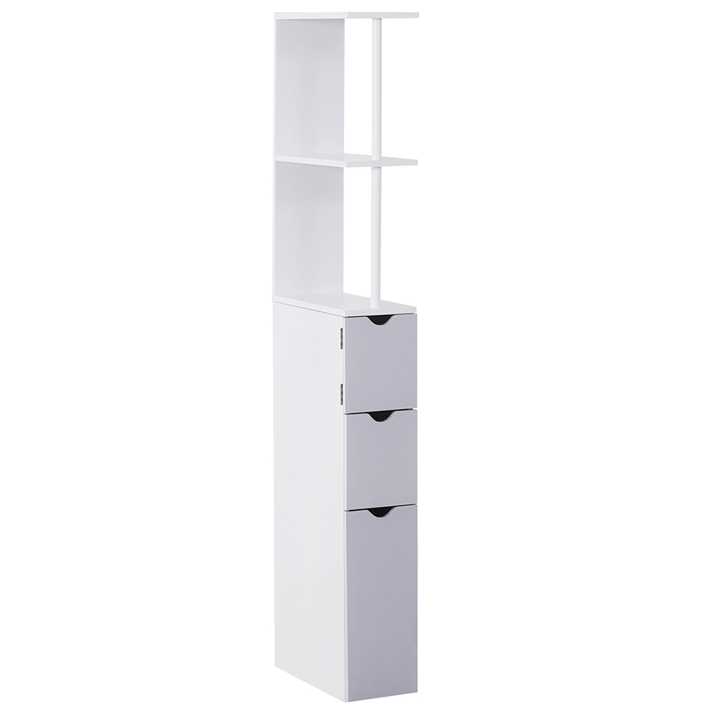 Portland White Single Door 2 Drawer Tall Floor Cabinet Image 2