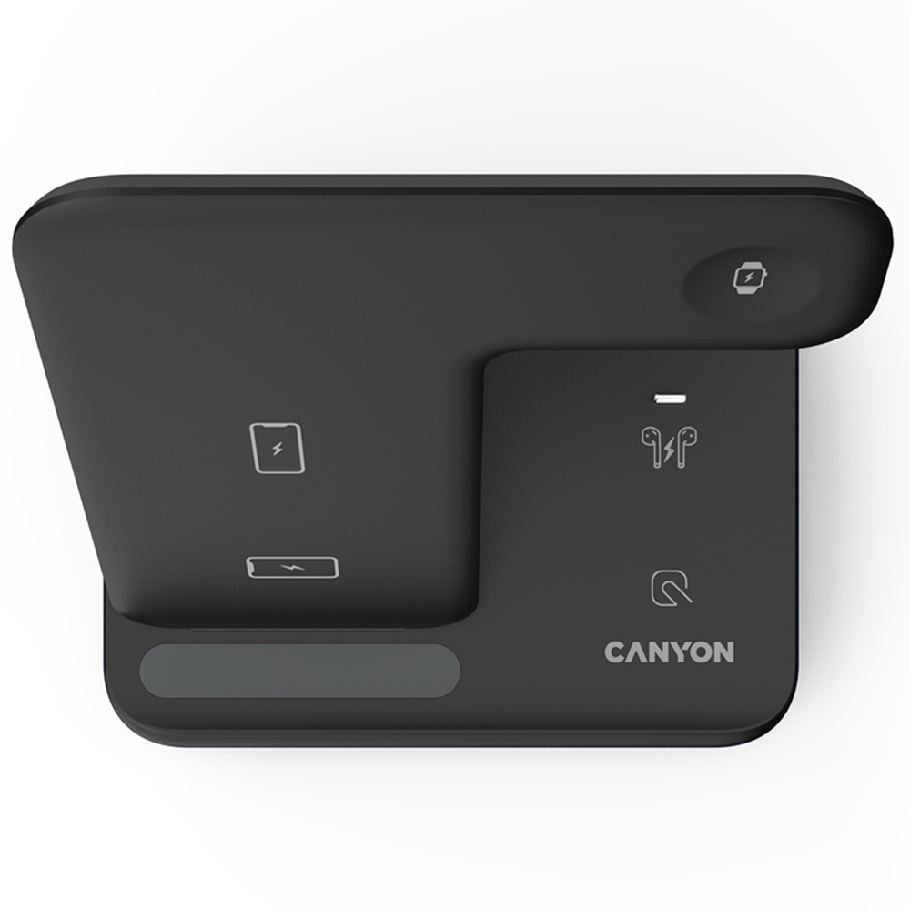 Canyon WS-302 3 in 1 Black Wireless Charger 15W | Wilko