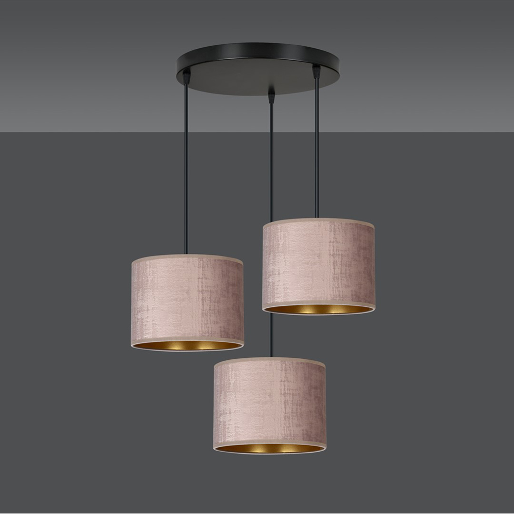Emibig Hilde 3 Light Pink Shade Black E27 Ceiling Pendant Light Image 5