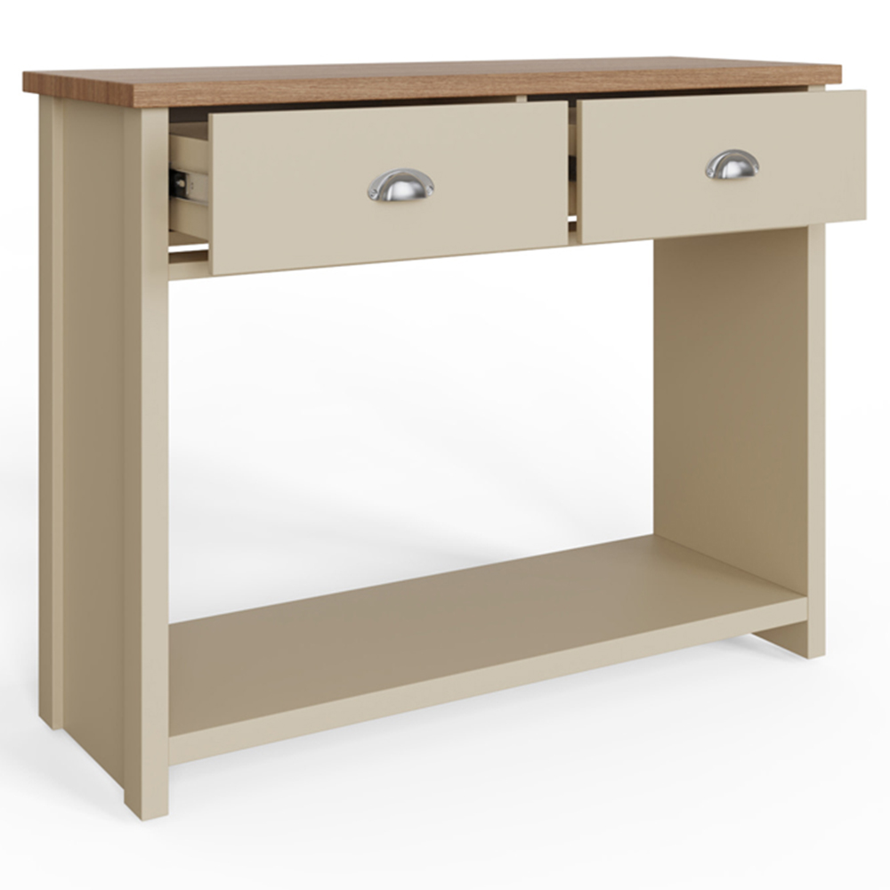 GFW Lancaster 2 Drawer Cream Console Table Image 4