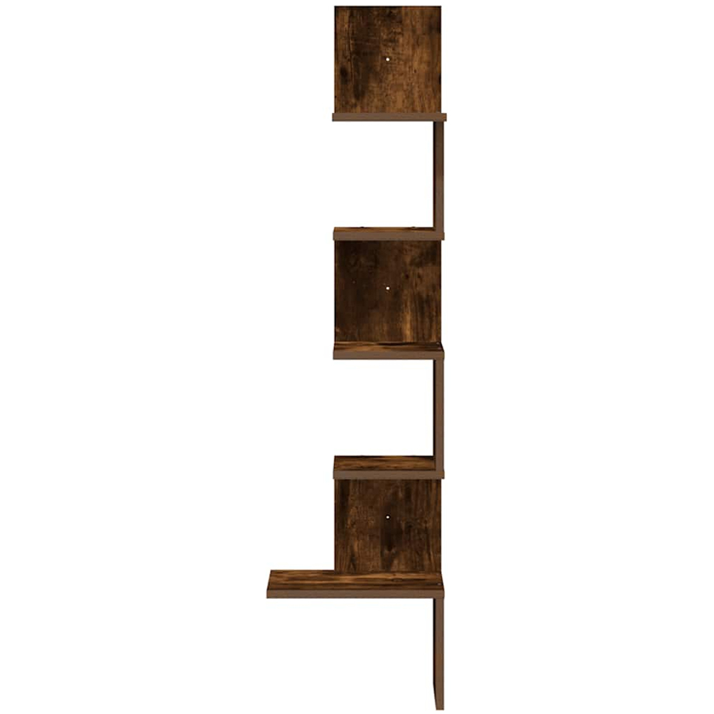 vidaXL 5 Shelf Smoked Oak Corner Wall Shelf Image 3