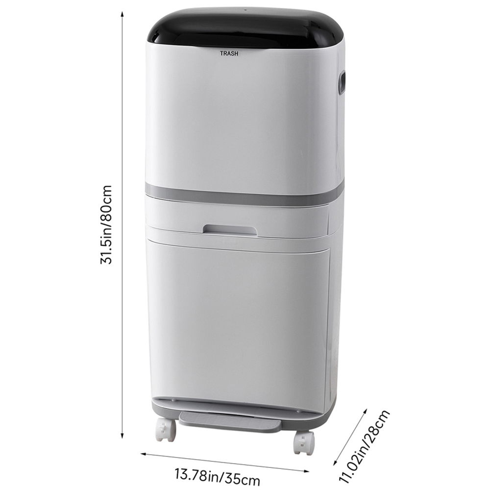 H&O Direct Mobile Dry Wet Separation Pedal Trash Bin 42L Image 6