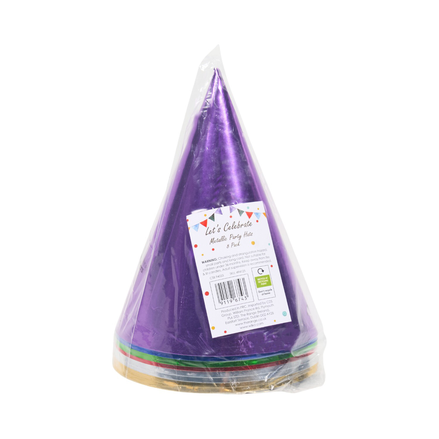 Pack of 8 Metallic Party Hats Image 2