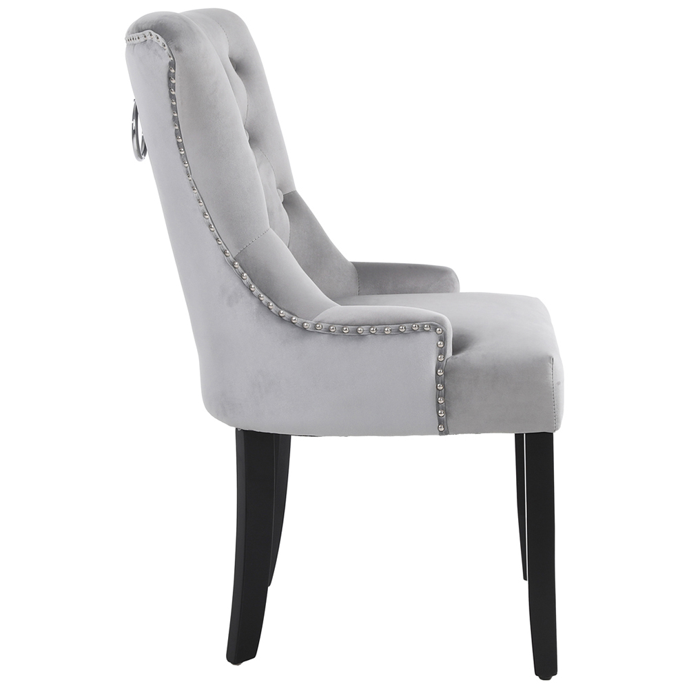 Neo Set of 2 Grey Studded Velvet Dining Chair Image 5