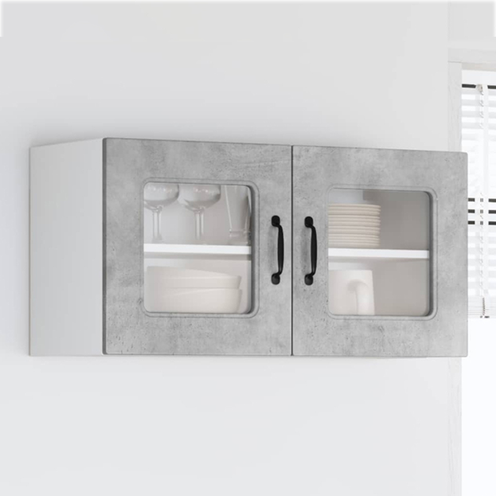 vidaXL Kalmar 2 Door Concrete Grey Wall Kitchen Cabinet Image 1