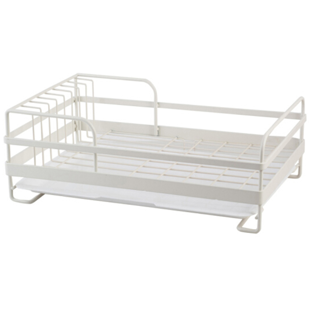 Living and Home White Metal Dish Drainer Rack with Removable Drip Tray Image 1