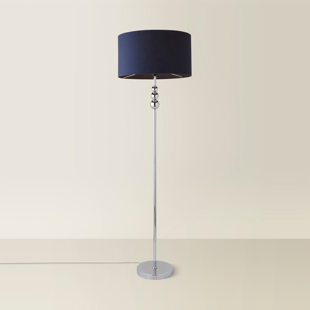 ValueLights Marissa Reni Navy Blue Shade and Chrome Ball LED Floor Lamp Image 5