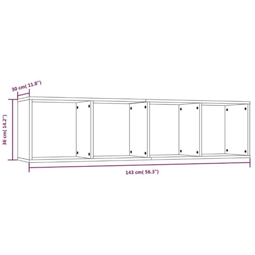 vidaXL 4 Shelf Brown Oak Wall Cabinet Image 7