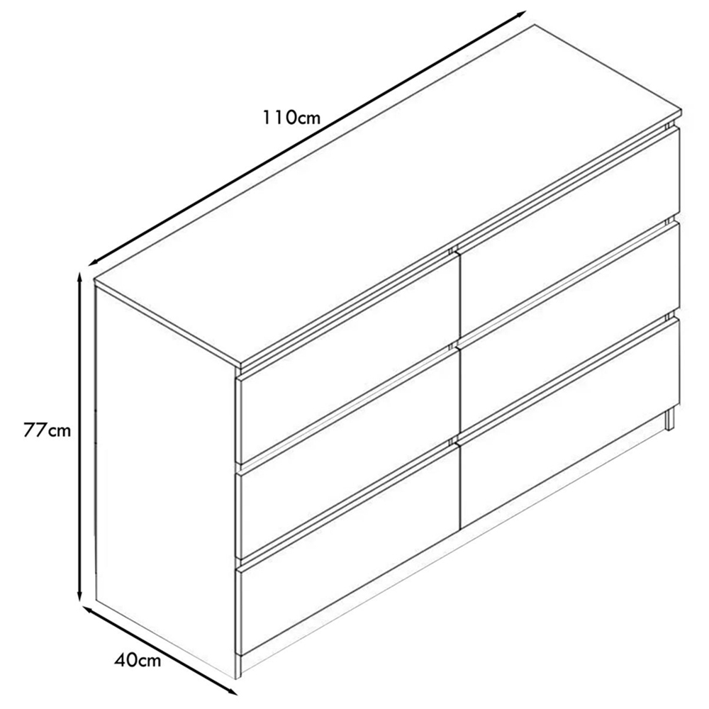 FWStyle Carlton 6 Drawer Matt Grey Chest of Drawers Image 6