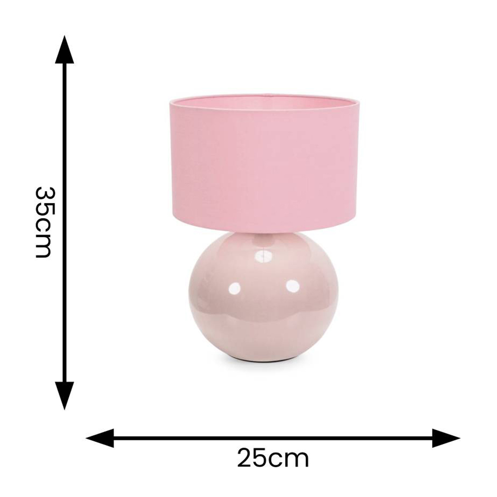 ValueLights Bosco Natural Stone Blush Pink Fabric Shade Ceramic LED Table Lamp Image 4