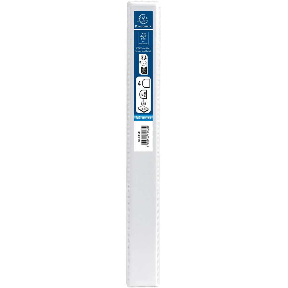 Exacompta Kreacover White PP 4D Ring Binder with 3 Pockets 20mm 10 Pack Image 5