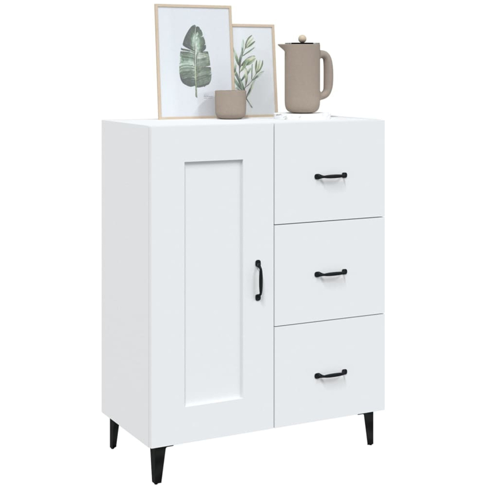 vidaXL Single Door 3 Drawer White Sideboard Image 4