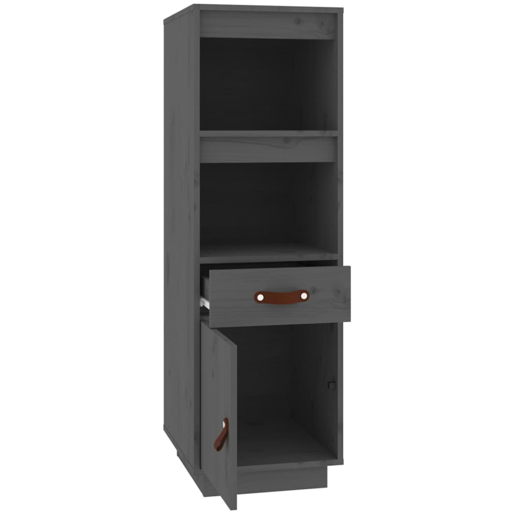 vidaXL Single Door Single Drawer 2 Shelf Grey Solid Wood Pine Highboard Image 6