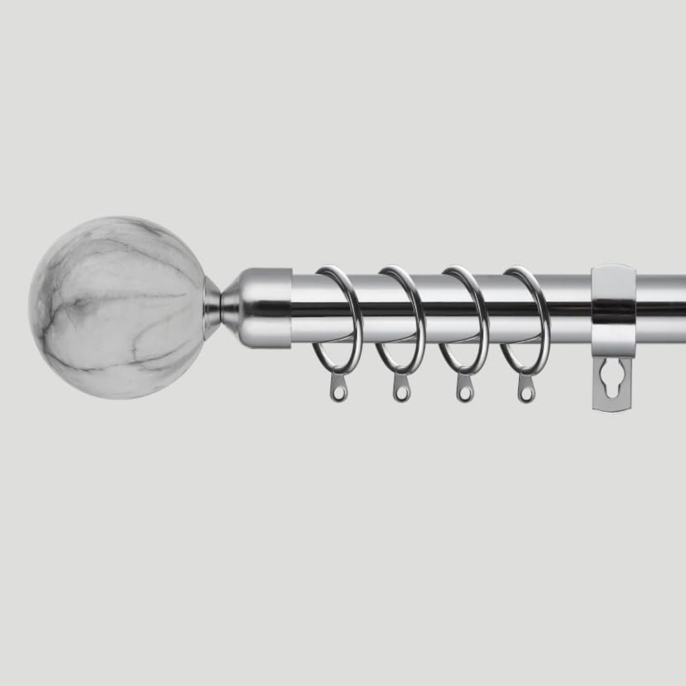 Home Treats 40 to 325cm Extendable Chrome Metal Marble Curtain Pole Image 5
