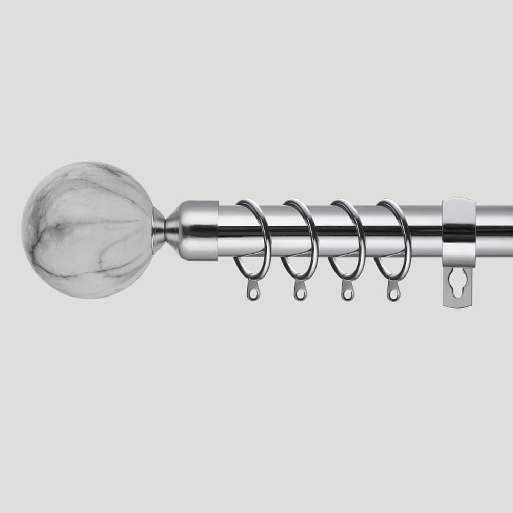 Home Treats 40 to 218cm Extendable Chrome Metal Marble Curtain Pole Image 5