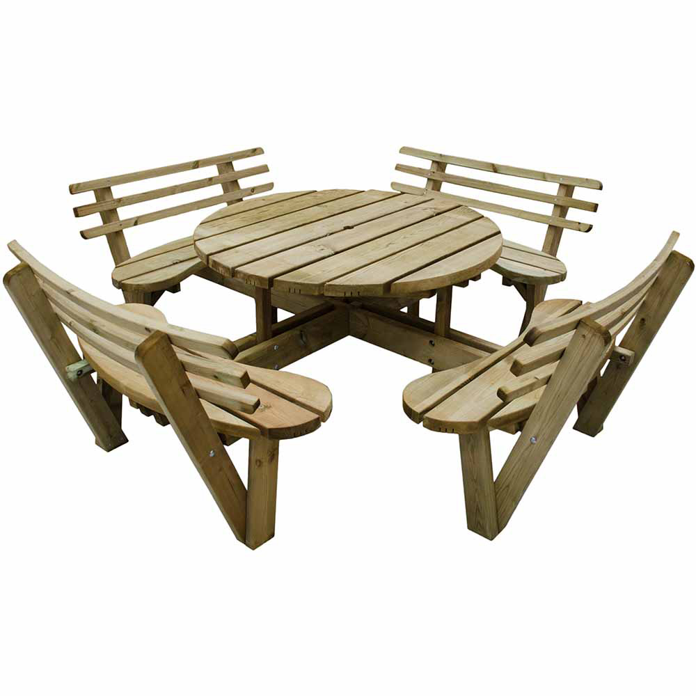 Forest Circular FSC Picnic Table with Seat Backs Image 2