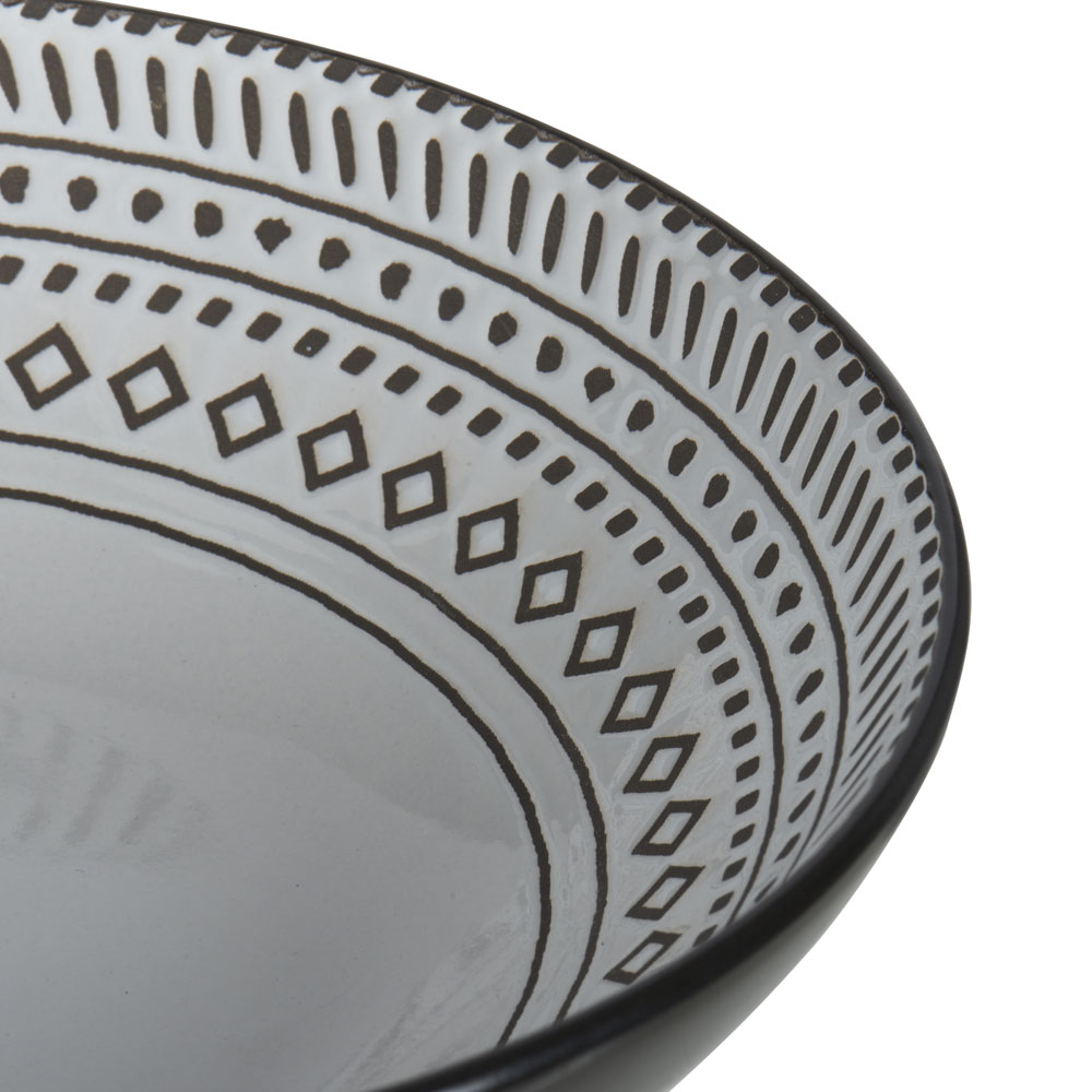 Wilko Black and White Pad Print Pasta Bowl Image 3