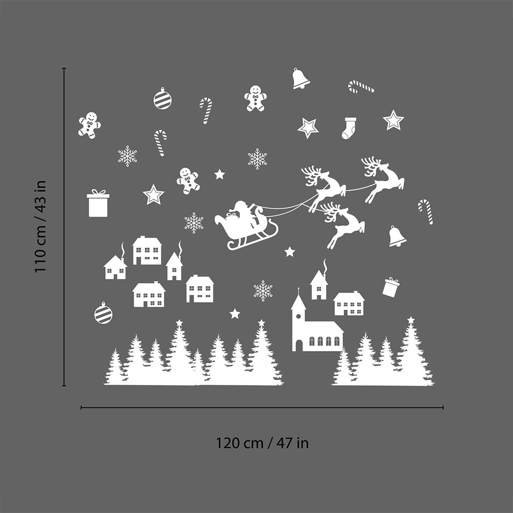 Walplus Cute White Christmas Elements Self Adhesive Wall Stickers 133 Piece Image 6